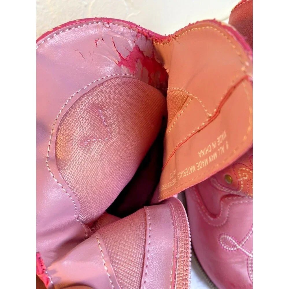 Cherokee Girls Pink Side Zip Round Toe Comfort Casual Cowgirl Western Boot Sz 8T